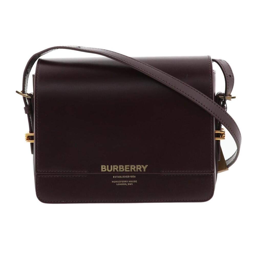 BURBERRY Leather Shoulder Bag Bordeaux Red